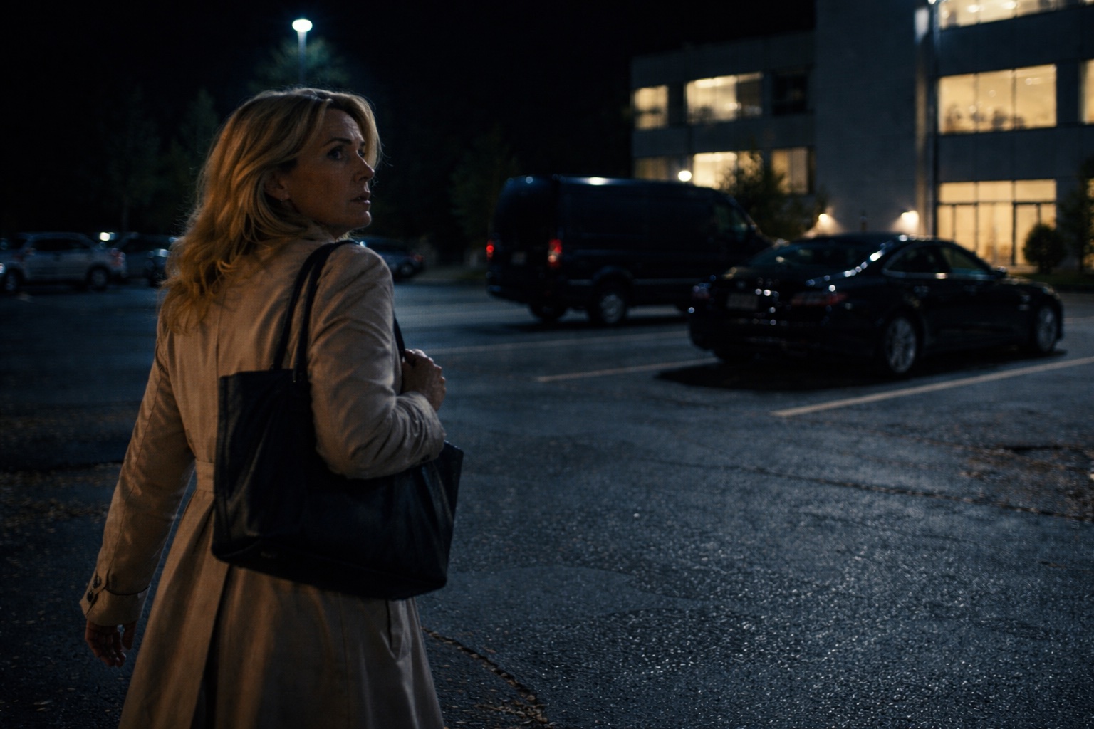 Woman walking alone at night, representing personal safety and surveillance concerns for family law clients